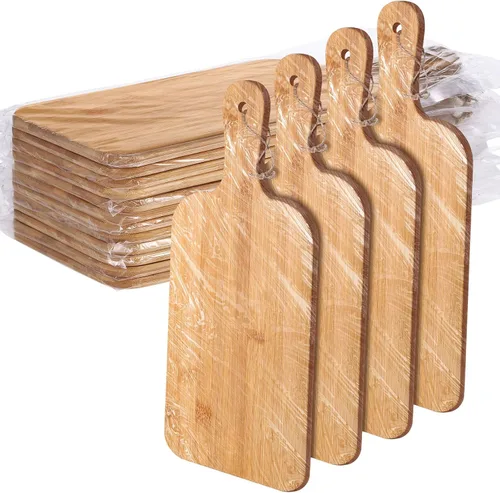 Patelai Juego de 12 Tablas de Cortar de Madera con Asas, Tablas de Cortar Grandes para Servir en la Cocina, Tablas de Cortar Simples a Granel,