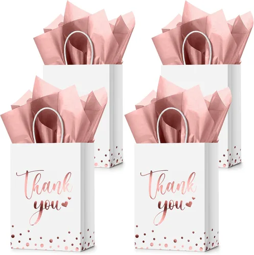 Miniatura 26 de Tinlade 30 bolsas de regalo de agradecimiento con papel de seda dorado con asa para graduación, negocios, compras, boda, ducha, regalos de fiesta