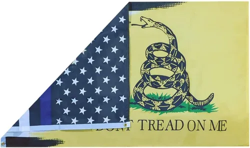 Miniatura 2 de Novedades alternativas: bandera conmemorativa de la policía de la línea azul delgada de Estados Unidos, Gadsden Don't Tread On Me, combinación