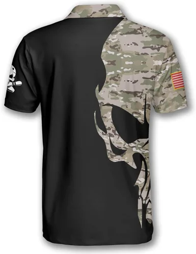 Miniatura 4 de PRIMESTY Camisas de bolos personalizadas para hombres, camisetas patrióticas de bolos con bandera estadounidense, polos de bolos personalizados