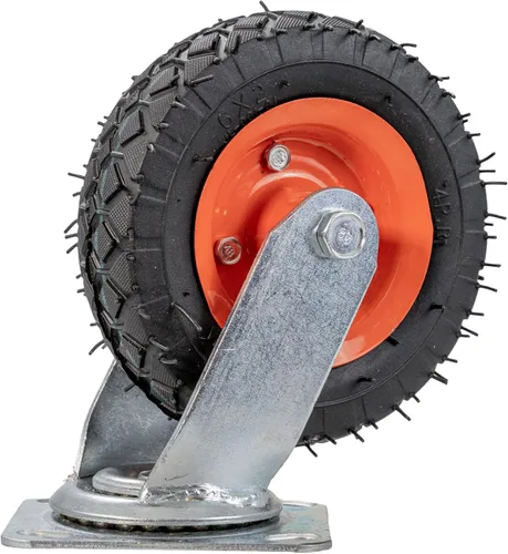 AlveyTech Rueda giratoria delantera con horquilla y eje, para kits de Go Kart, neumático antimarcas a prueba de golpes (gris) con placa de montaje