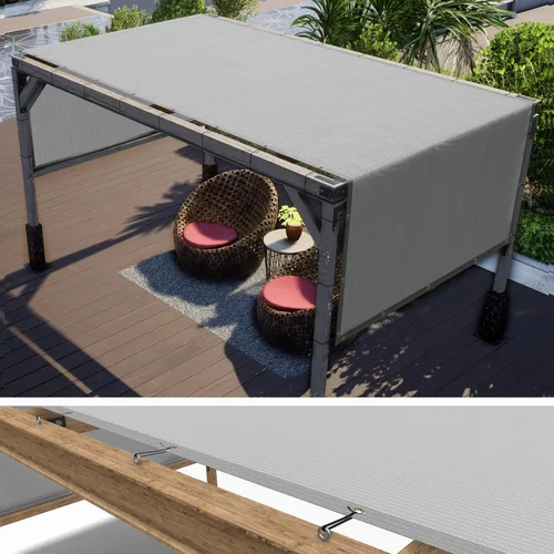 ColourTree Cubierta de repuesto para toldo de pérgola gris de 8 x 12 pies, UPF50, tela de grado comercial de 260 GSM para patio al aire libre,