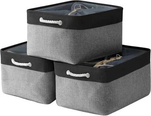 Miniatura 107 de TheWarmHome Contenedores de almacenamiento para estantes, tamaño mediano, 3 unidades, 13.8 pulgadas de largo x 9.8 pulgadas de ancho x 6.7 pulgadas