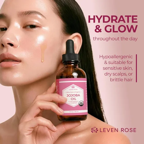 Miniatura 5 de Aceite de jojoba de Leven Rose: 100 % orgánico, natural, sin refinar y prensado en frío, de 4 onzas para cabello, piel y uñas, 4U-BG76-6IYG, 1, 1