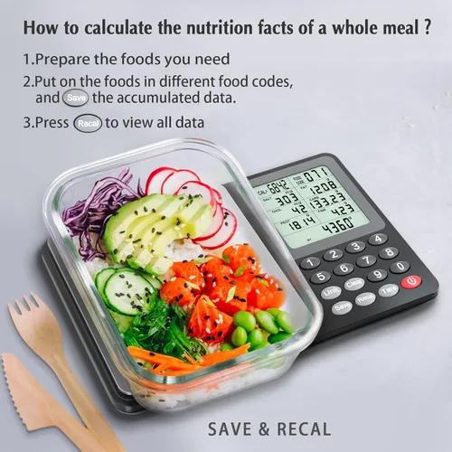 Miniatura 3 de Fuzion Báscula de alimentos nutricionales, báscula digital de alimentos para perder peso, calcular datos alimentarios, macro, calorías, preparación