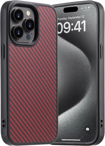 Miniatura 71 de Tigowos - Funda magnética para iPhone 15, resistente a las caídas, sensación de piel mate, a prueba de golpes, delgada, negro mate