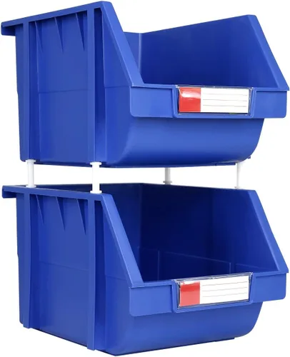 Paquete de 2 cubos de almacenamiento apilables, organizador de polipropileno resistente de 8.4 x 11 x 6.9 pulgadas, diseño colgante y de conexión