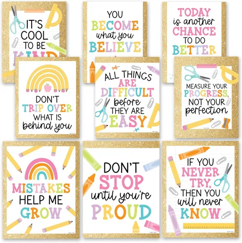 Miniatura 21 de Hadley Designs Póster motivacional para decoración de aula, 9 pósteres de aula de mentalidad de crecimiento, decoración de pared inspiradora