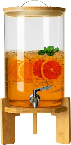 L'ÉPICÉA Dispensador de bebidas, dispensador de bebidas de vidrio con soporte, dispensador de bebidas para fiestas, dispensador de bebidas con