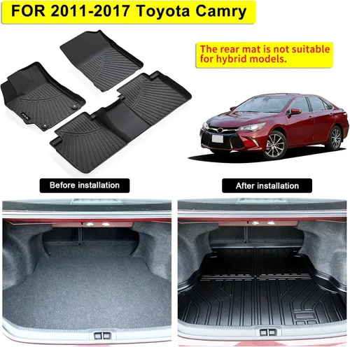 Miniatura 3 de Alfombrillas para Toyota Camry 2011-2017, primera y 2da fila, forro de carga TPE para todo tipo de clima, alfombrillas de coche para accesorios Camry