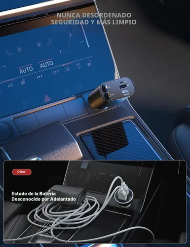 Miniatura 4 de SUPERONE - Cargador retráctil para automóvil 4 en 1, cargador de teléfono rápido para automóvil con cable de 2.6 pies, USB C y adaptador