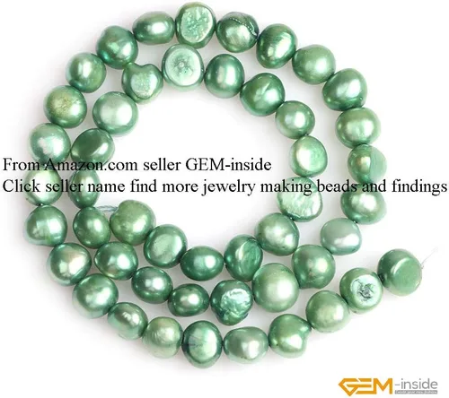 Miniatura 3 de GEM-Inside - Cuentas sueltas de perlas de energía natural para fabricación de joyas, 0.315 a 0.315 pulgadas, color verde, cultivadas de 15 pulgadas