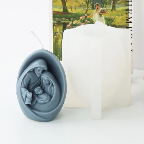 Miniatura 3 de Tone Fun Moldes de silicona con forma de familia Jesús para hacer velas, resina, velas de aromaterapia, jabón de cera hecho a mano, decoración
