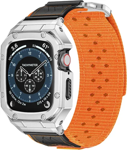 Miniatura 12 de BAITEYOU Correa de acero inoxidable con estuche compatible con Apple Watch Ultra 3 2 1 de 49 mm, correa resistente con cubierta protectora de metal