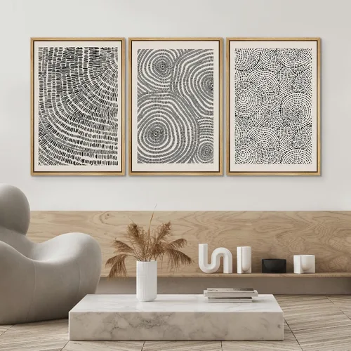Miniatura 589 de SIGNWIN Lienzo enmarcado para pared, arte con pinceladas de flujo neutro en tonos beige abstractos, ilustraciones, arte moderno, decorativo