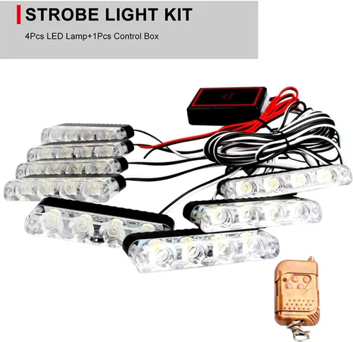 Miniatura 2 de 16 luces LED de policía estroboscópicas para automóvil, luces reflectivas para tablero de vehículo de emergencia de 12 V