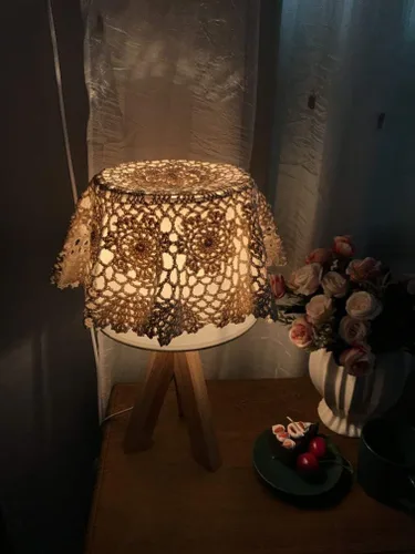 Miniatura 4 de Damanni Mantel de encaje de ganchillo hecho a mano de algodón beige para mesa, redondo, 16 pulgadas, 2