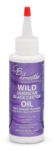 CB Smoothe - Aceite de ricino negro jamaicano salvaje, fórmula para el crecimiento del cabello con biotina, niacina y romero, promueve la