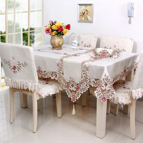 Miniatura 5 de LeLehome - Mantel de encaje bordado con flores color café