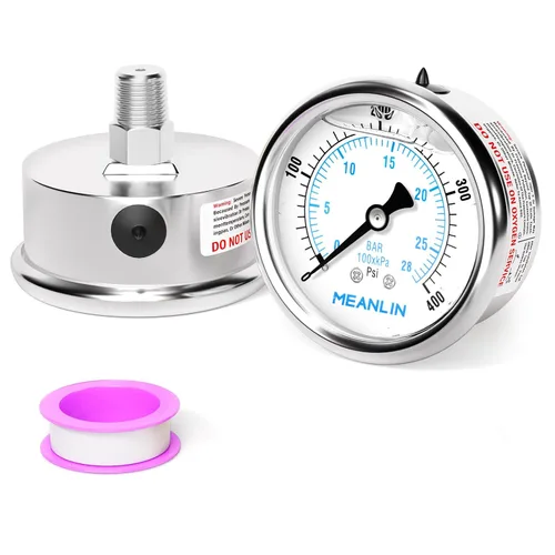 Miniatura 8 de MEANLIN MEASURE Medidor de presión de acero inoxidable relleno de líquido de 0 ~ 100 psi con junta de acero inoxidable 316, esfera de cara NPT