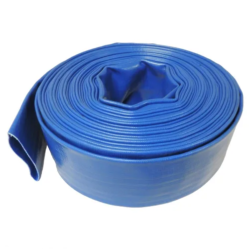 Manguera de descarga plana y retrolavado HydroMaxx® de 2 pulgadas de diámetro x 100 pies para aplicaciones de transferencia de agua. Construcción de