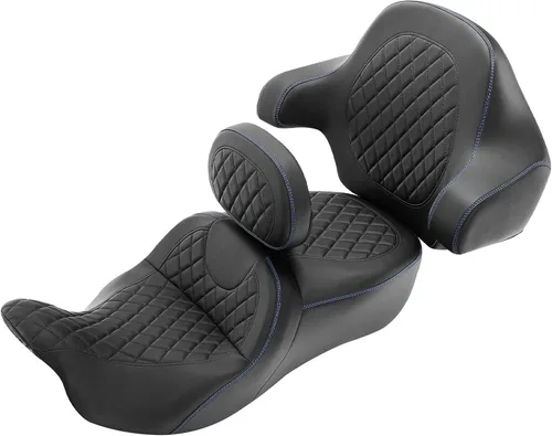 Miniatura 13 de C.C. RIDER Asiento de conductor, piloto y pasajero de una pieza con diamante, asiento de 2 plazas para Harley Touring Road King FLHR, Street Glide