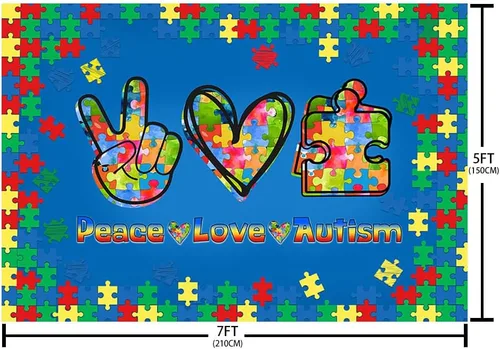 Miniatura 5 de AIBIIN Telón de fondo de cabina de fotos para concienciación sobre el autismo de 7 x 5 pies, apoyo inspirador para el autismo, decoración de abril
