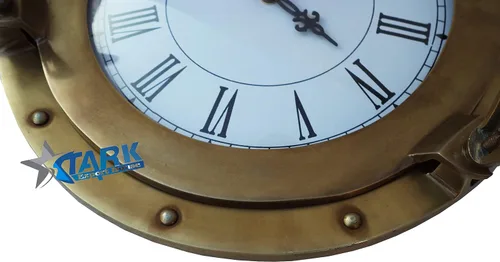 Miniatura 2 de Antiguo 9 pulgadas de latón macizo navegación náutica marina de pared de latón ojo de buey reloj montado en la pared de latón mejor para regalo
