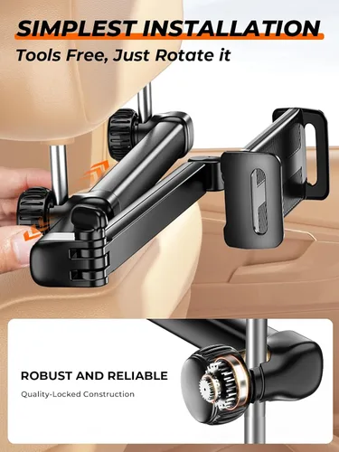 Miniatura 9 de Tryone Soporte para tablet para reposacabezas para accesorios de automóvil: [brazo de 18.11 pulgadas de largo] Soporte 3 en 1 para tableta