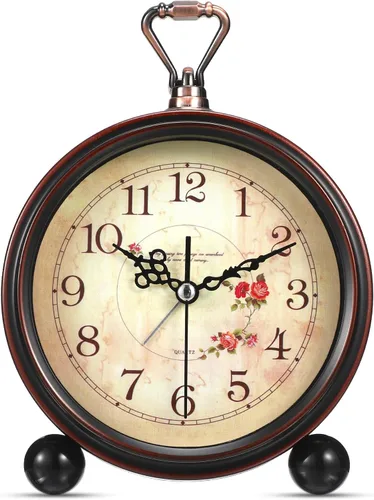 Veemoon Reloj despertador de escritorio vintage, 8#, reloj de mesa silencioso antiguo, alarma decorativa silenciosa sin tictac, estilo europeo