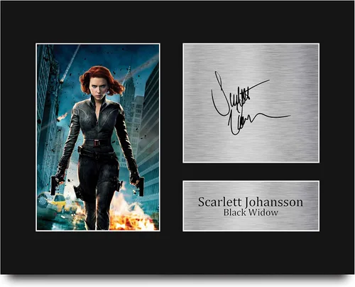 Miniatura 8 de HWC Trading Scarlett Johansson Black Widow Avengers - 16 x 12 pulgadas (A3) Impreso de regalos firmados con autógrafo para fanáticos de recuerdos