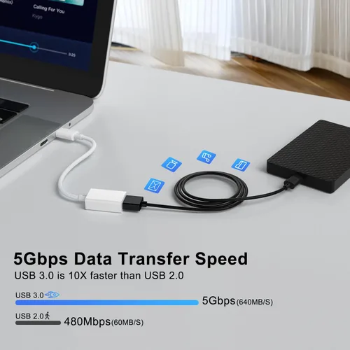 Miniatura 2 de Adaptador USB C a USB 3.0 (paquete de 2), USB C macho a USB hembra OTG cable Thunderbolt3 a USB adaptador compatible con MacBook Pro/Air, iPad Pro