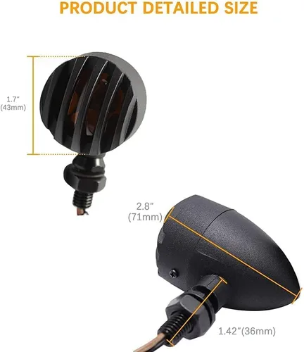 Miniatura 4 de DREAMIZER Señales de giro universales para motocicleta, luz indicadora de conducción negra, lámpara de freno para motos de motor y ATV - luz ámbar