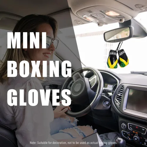 Miniatura 4 de Kewucn 1 par de mini guantes de boxeo para espejo de automóvil, guantes de perforación en miniatura, adorno de Navidad, decoración colgante