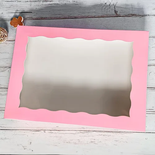 Miniatura 5 de Paquete de 15 cajas de pastelería rosa de 14 x 10 x 3 pulgadas, donas grandes, magdalenas, cajas de galletas con ventana de PVC, caja de papel