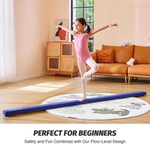 Miniatura 5 de ZELUS Viga de Equilibrio de Gimnasia Plegable de 8', Viga de Equilibrio de Suelo con Asas de Transporte, Base Antideslizante para Niños