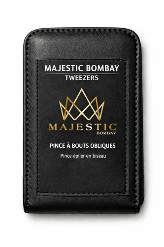 Miniatura 8 de Majestic Bombay Pinzas de punta fina + inclinadas para mujeres y hombres, garrapatas astilladas, depilación facial, cejas y encarnadas, afiladas