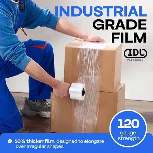Miniatura 6 de IDL Packaging Mini rollo elástico de 3 pulgadas, 700 pies, calibre 120 (paquete de 2) con un mango de plástico incluido – Envoltura de plástico