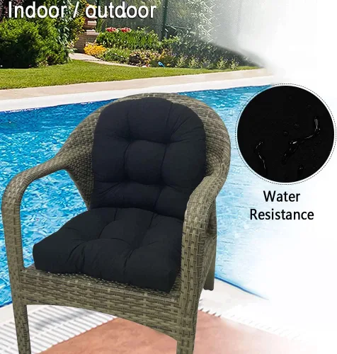 Miniatura 4 de Srutirbo Juego de 2 cojines de asiento para sillas de exterior, impermeables, de 19 x 19 pulgadas, en forma de U, para sillas de patio y sillas Gris