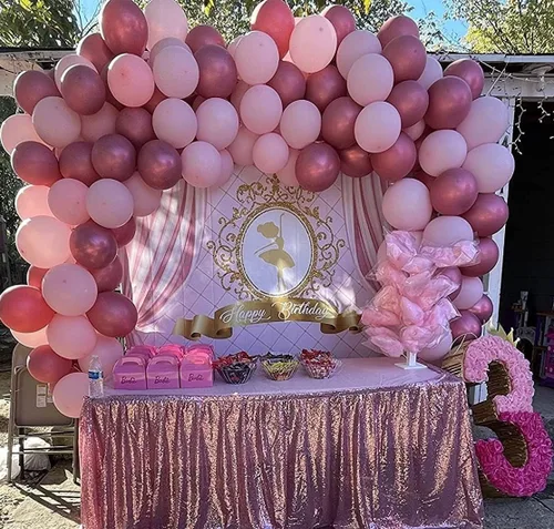 Miniatura 3 de Fondo de poliéster de 7 x 5 pies, decoración de fiesta de cumpleaños, suministros de fiesta de princesa, telón de fondo de ballet para cumpleaños