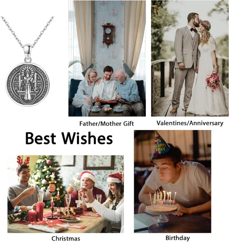 Miniatura 450 de Collar de plata de ley 925 con medalla de San Patrón, colgante de protección católica, amuleto, joyería religiosa para hombres y mujeres
