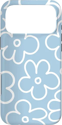 Miniatura 21 de Funda floral para iPhone 14 Cute Sky Blue and White Flower Pattern Wildflower