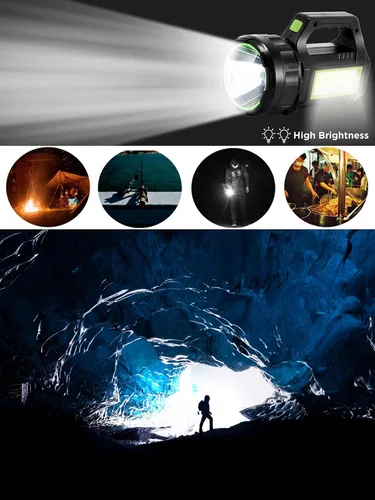 Miniatura 8 de SUYOOULIN Linterna solar LED recargable, súper brillante, 10000 lúmenes, linterna LED de mano, linterna de campamento, luz de trabajo, 5 modos