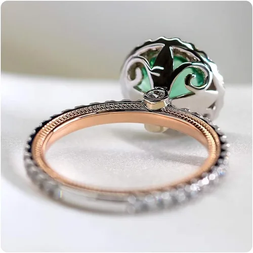Miniatura 3 de Anillos de compromiso con piedra natal, zafiro y esmeralda, para mujer, aniversario chapado en oro de 14 quilates, anillos de promesa de plata 925