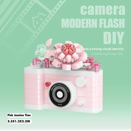 Miniatura 4 de Serie de Cámaras de Flores Lindas de Tiempo de Jazmín Rosa Mini Juego de Bloques de Construcción Micro Bloques Kit de Juguetes en Miniatura Ideal