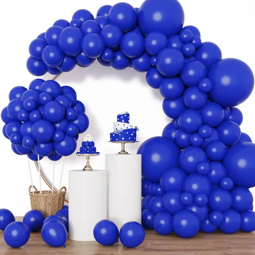 Rubfac - Globos azul rey, 129 unidades, diferentes tamaños, 18, 12, 10 y 5 pulgadas para arco de guirnalda, decoración de cumpleaños azul, baby Azul