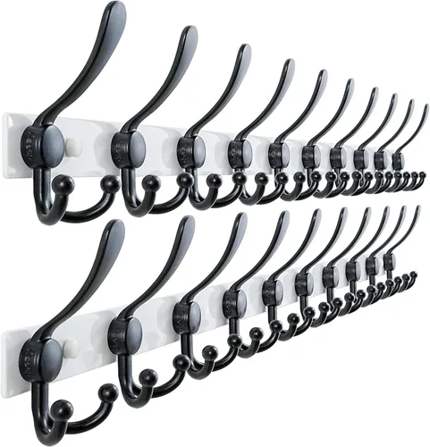 Miniatura 23 de Dseap - Perchero para montaje en pared, base resistente calibre 12 vs Flimsy de 0.039 pulgadas, ganchos sólidos antidesgarros, montaje en perno