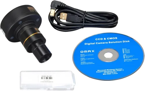 Miniatura 4 de OMAX Microscopio compuesto trinocular LED del laboratorio digital 40X-2000X con la cámara digital de 3MP y la etapa mecánica de la capa doble