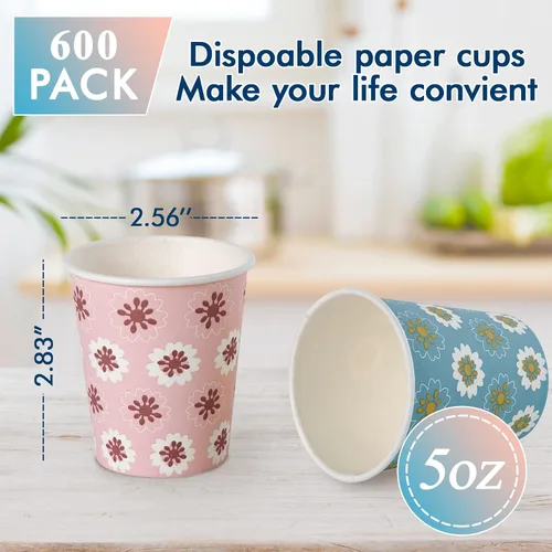 Miniatura 3 de TV TOPVALUE Paquete de 1200 vasos de papel de 5 onzas, 600 tazas blancas para baño y enjuague bucal, 600 vasos coloridos