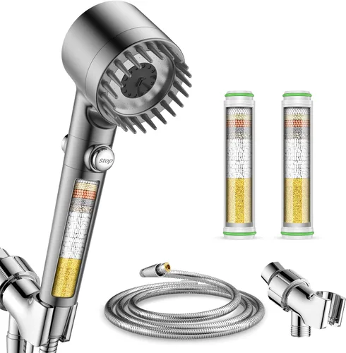 Miniatura 10 de Filtered Shower Head with Handheld with 4PCS Filters, High Pressure 4 Spray Modes Shower heads with Filter, IronDrops Water Softener Filter for Hard